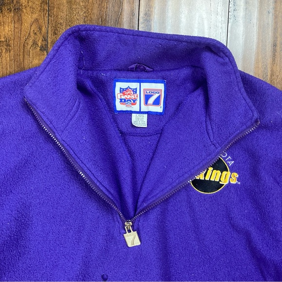 MINNESOTA VIKINGS Vintage LOGO 7 Game Day Pullover Zip Up Fleece Size Large - Picture 5 of 12